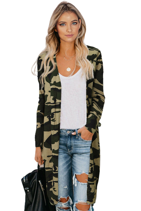 Print Colorblock Long Cardigan